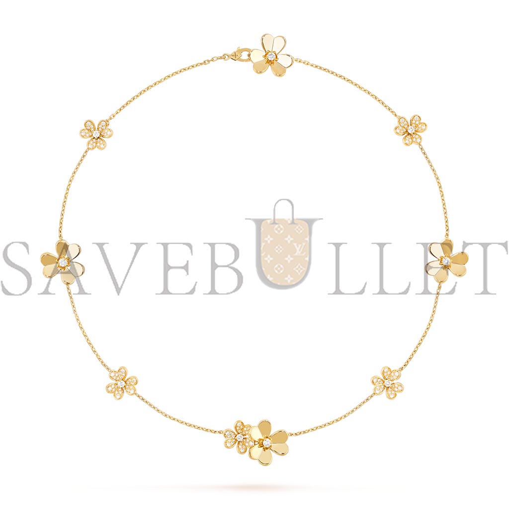 v*n cl*f arpels frivole necklace, 9 flowers - yellow gold, Di*m*nd  vcarp3w600